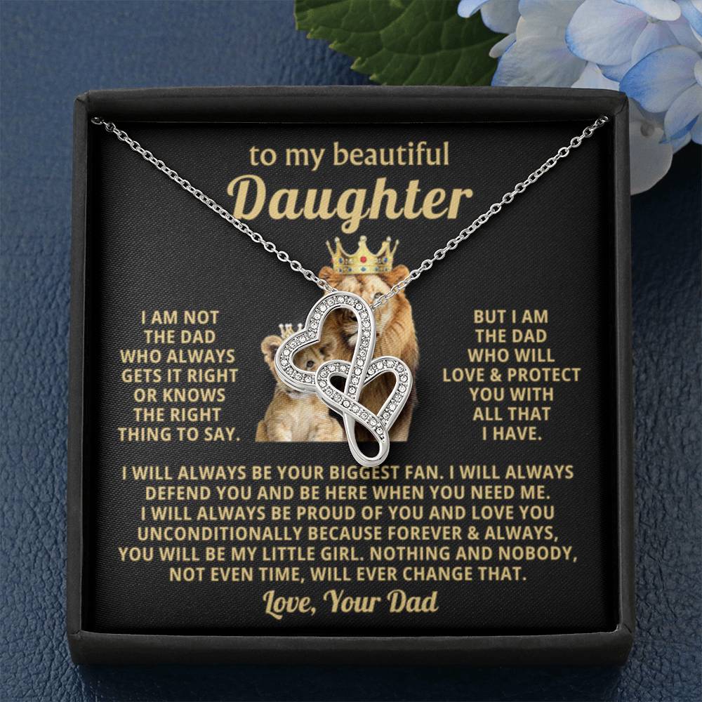 To My Daughter Necklace - Proud Dad to Daughter Jewelry for Birthday, Graduation & Special Celebrations - Heart-to-heart Pendant Necklace - Personalize Memories