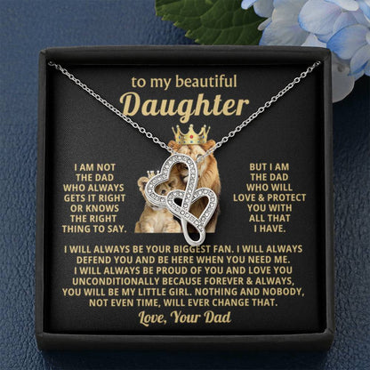 To My Daughter Necklace - Proud Dad to Daughter Jewelry for Birthday, Graduation & Special Celebrations - Heart-to-heart Pendant Necklace - Personalize Memories