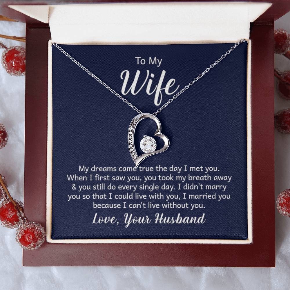 To My Beautiful Wife Necklace - Romantic Anniversary & Valentine’s Day Jewelry Gift from Husband to Wife - Forever Love Necklace - Personalize Memories