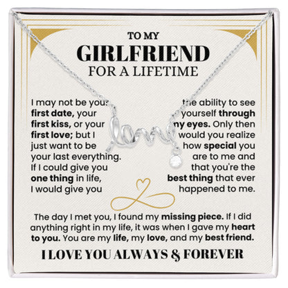 To My Girlfriend Necklace - Soulmate Jewelry Gift for Valentine’s Day, Birthday - Scripted Love Necklace - Personalize Memories
