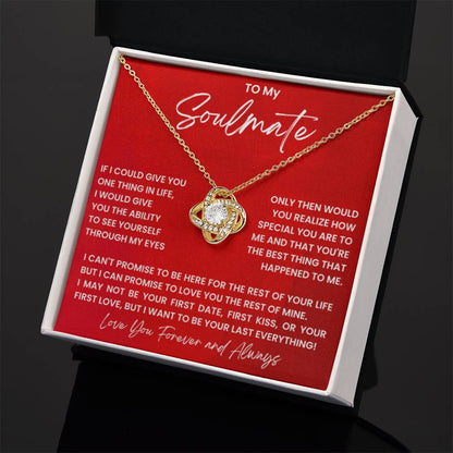 To My Soulmate Necklace - Romantic Gift for Special Occasions & Just Because Love - Love Knot Necklace - Personalize Memories