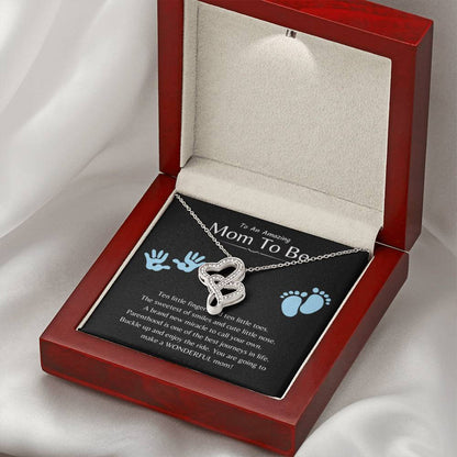 To An Amazing Mama To Be - A brand new miracle to call your own - Heart-to-heart Necklace - Unique Gift for New Mom - Personalize Memories