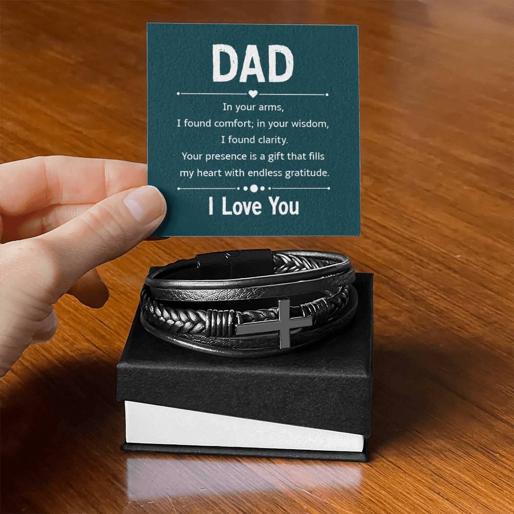 Bracelet for Dad - In your arms - Men's Cross Bracelet - Personalize Memories