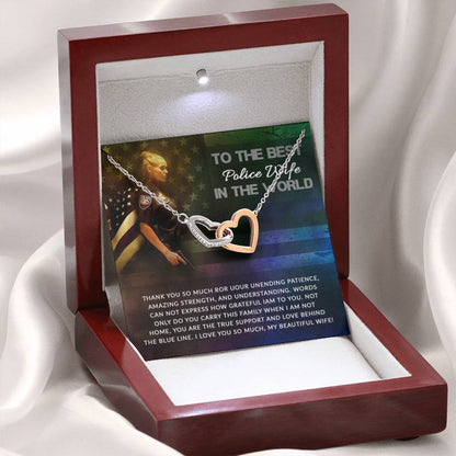 To My Beautiful Police Wife - Interlocking Hearts Necklace - Personalize Memories