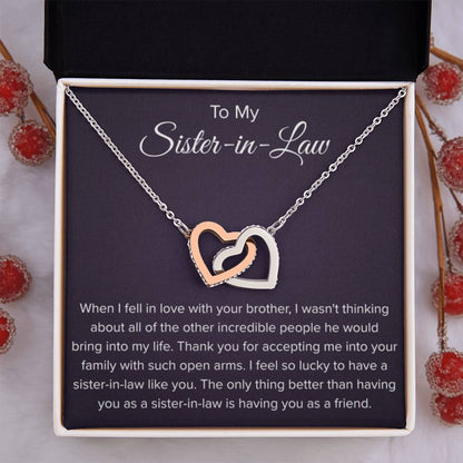 To My Sister In Law - Thank You for Accepting Me - Interlocking Hearts Necklace - Personalize Memories