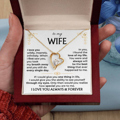 To My Wife Necklace - Sentimental Birthday Gift from Husband, Romantic Jewelry for Valentine’s Day & Holidays - Forever Love Necklace - Personalize Memories