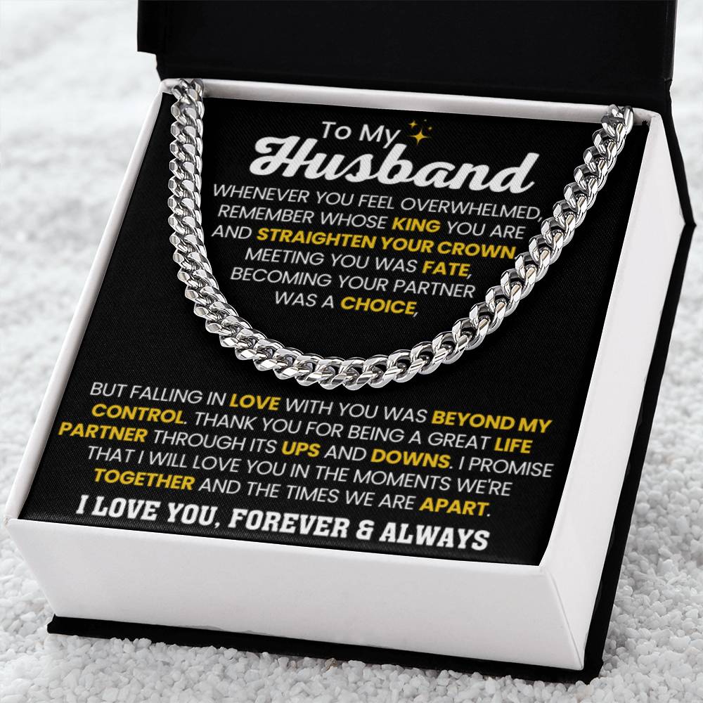 To My Husband - Whenever you feel overwhelmed - Cuban Link Chain - Anniversary & Birthday Gift from Wife - Personalize Memories