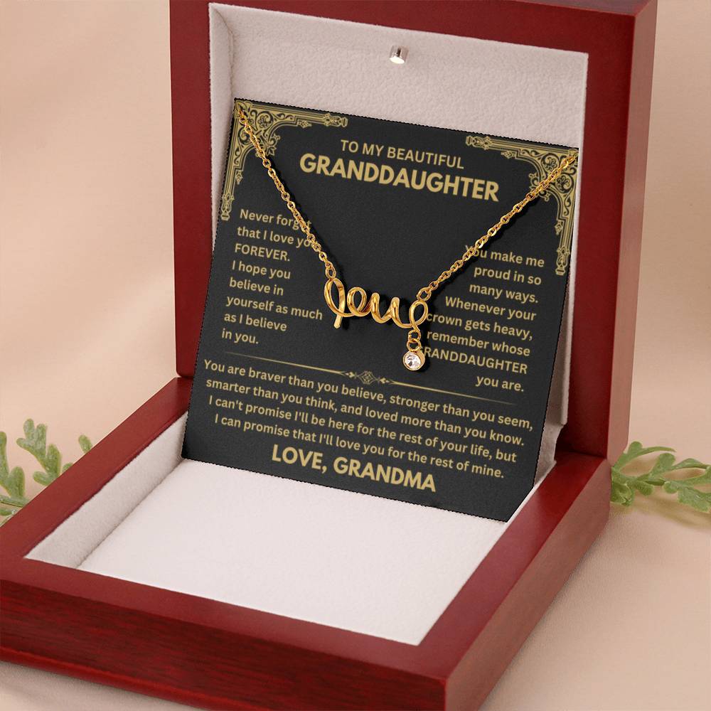 To My Granddaughter Necklace – Birthday & Valentine’s Gift from Grandma – Scripted Love Necklace - Personalize Memories