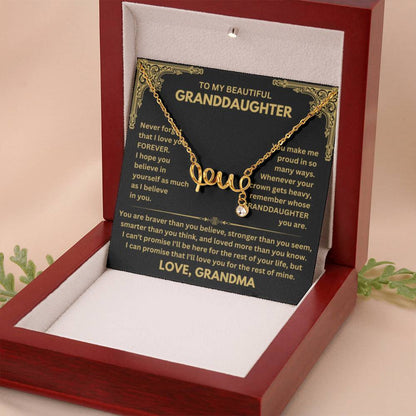 To My Granddaughter Necklace – Birthday & Valentine’s Gift from Grandma – Scripted Love Necklace - Personalize Memories