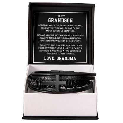 Grandma to Grandson Gift – Graduation, Birthday, Christmas – Men's Cross Bracelet - Personalize Memories