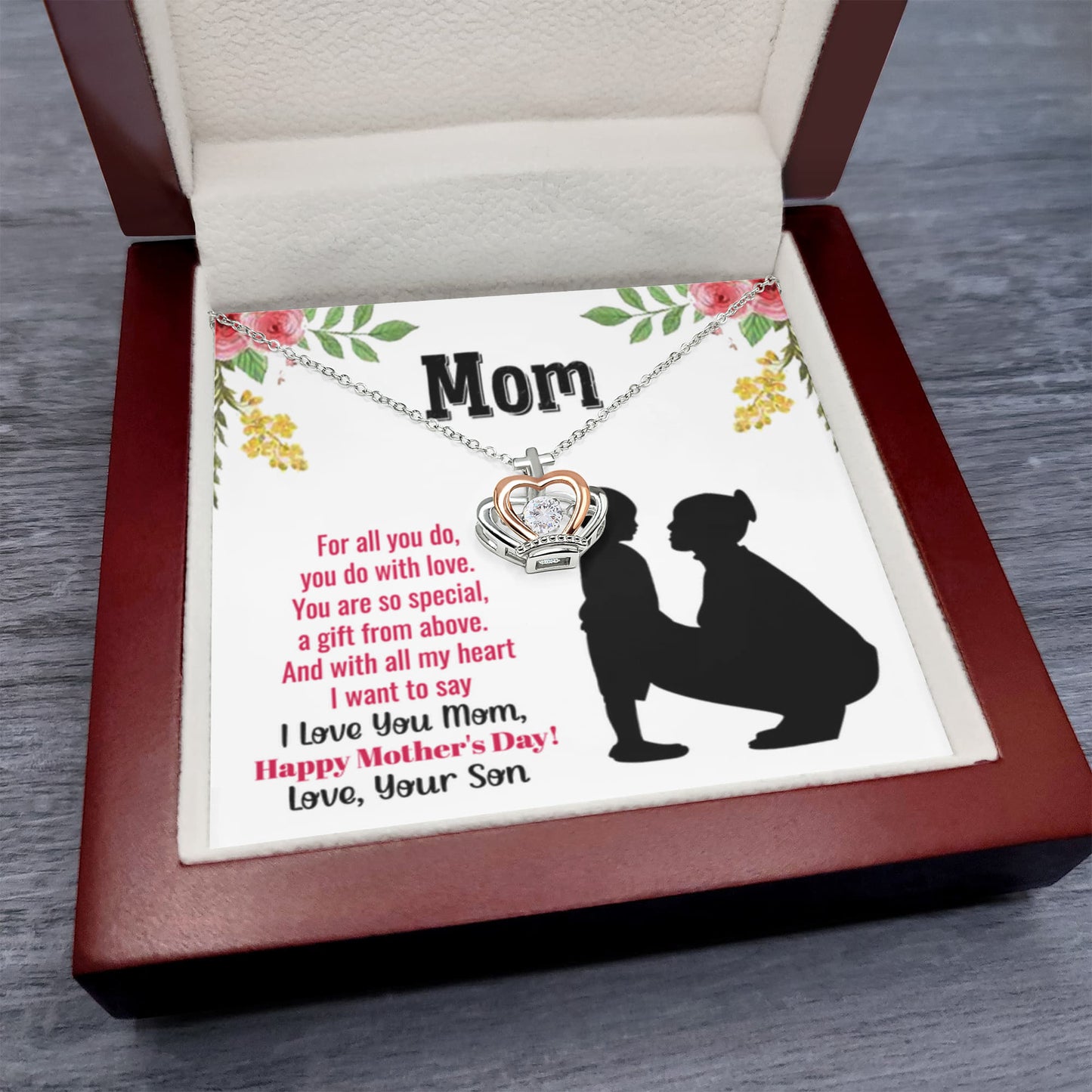 Happy Mother's Day Present - Mom you are so special - Crown Pendant Necklace - Personalize Memories