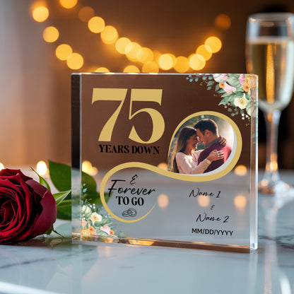 Personalized Acrylic Block, Custom Photo, Happy 75th Wedding Anniversary Gifts, Marriage Gifts, 75 Year Married Gift Wife Husband Present