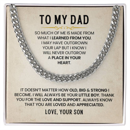 To My Dad - A Place In Your Heart - Cuban Link Chain from Son - Personalize Memories