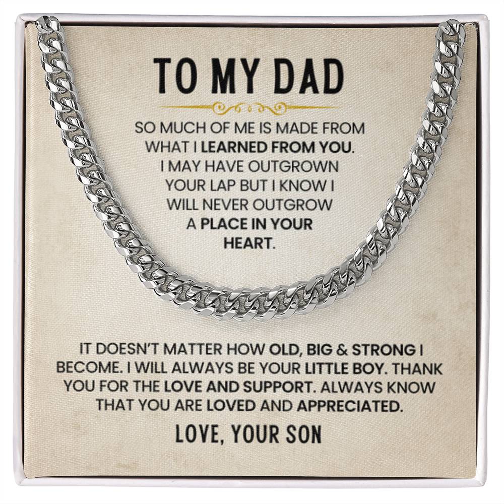To My Dad - A Place In Your Heart - Cuban Link Chain from Son - Personalize Memories