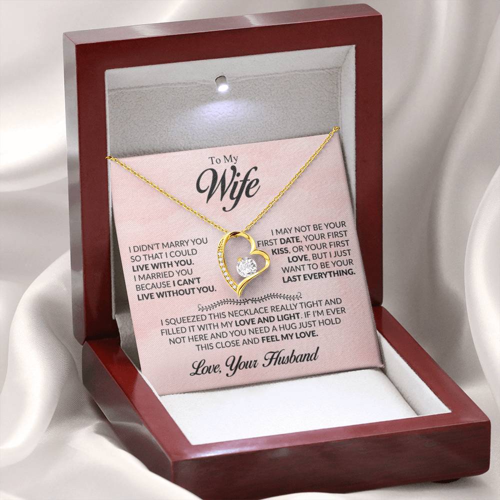 To My Beautiful Wife Necklace - Sweet Emotional Gift for Wife from Husband on Birthday, Anniversary & Valentine’s Day - Forever Love Necklace - Personalize Memories