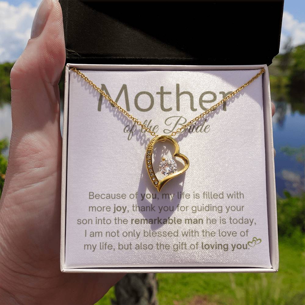 Mother of the Groom Present - Because of you - Forever Love Necklace - Gift for MIL - Personalize Memories