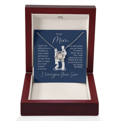 To My Mom - I will always be your little boy - Love Knot Necklace - Best Gift for Mom from Son - Personalize Memories