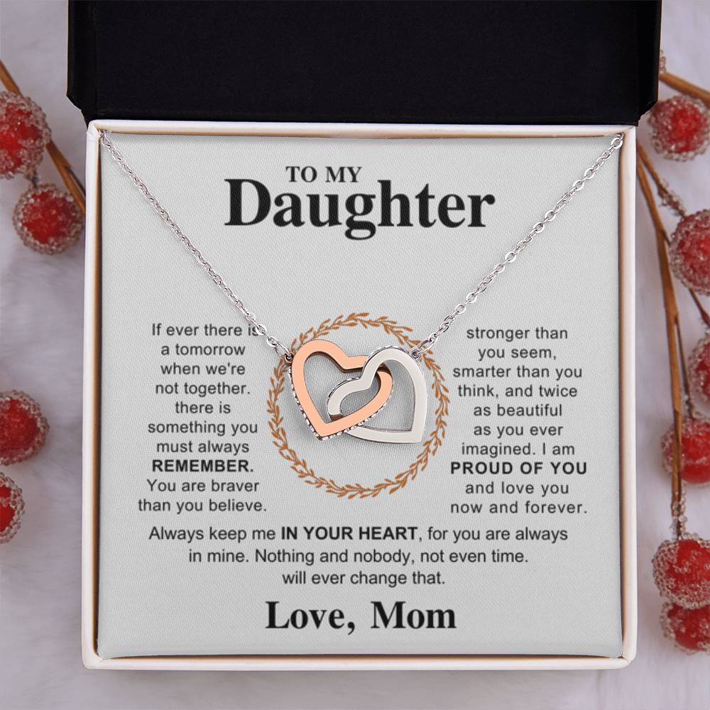 To My Daughter Necklace – Gift for Daughter from Mom – Interlocking Hearts Necklace - Personalize Memories