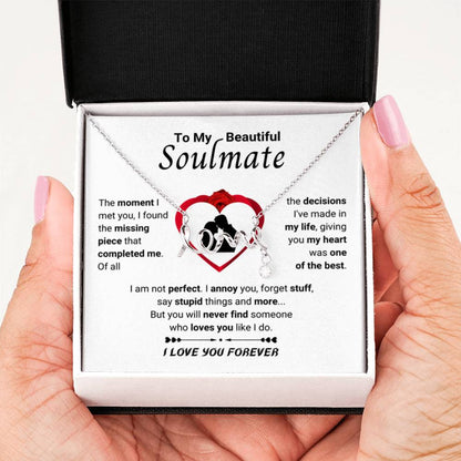 To My Beautiful Soulmate Necklace - Gift for Her for Birthday & Sweet Romantic Surprises - Scripted Love Necklace - Personalize Memories