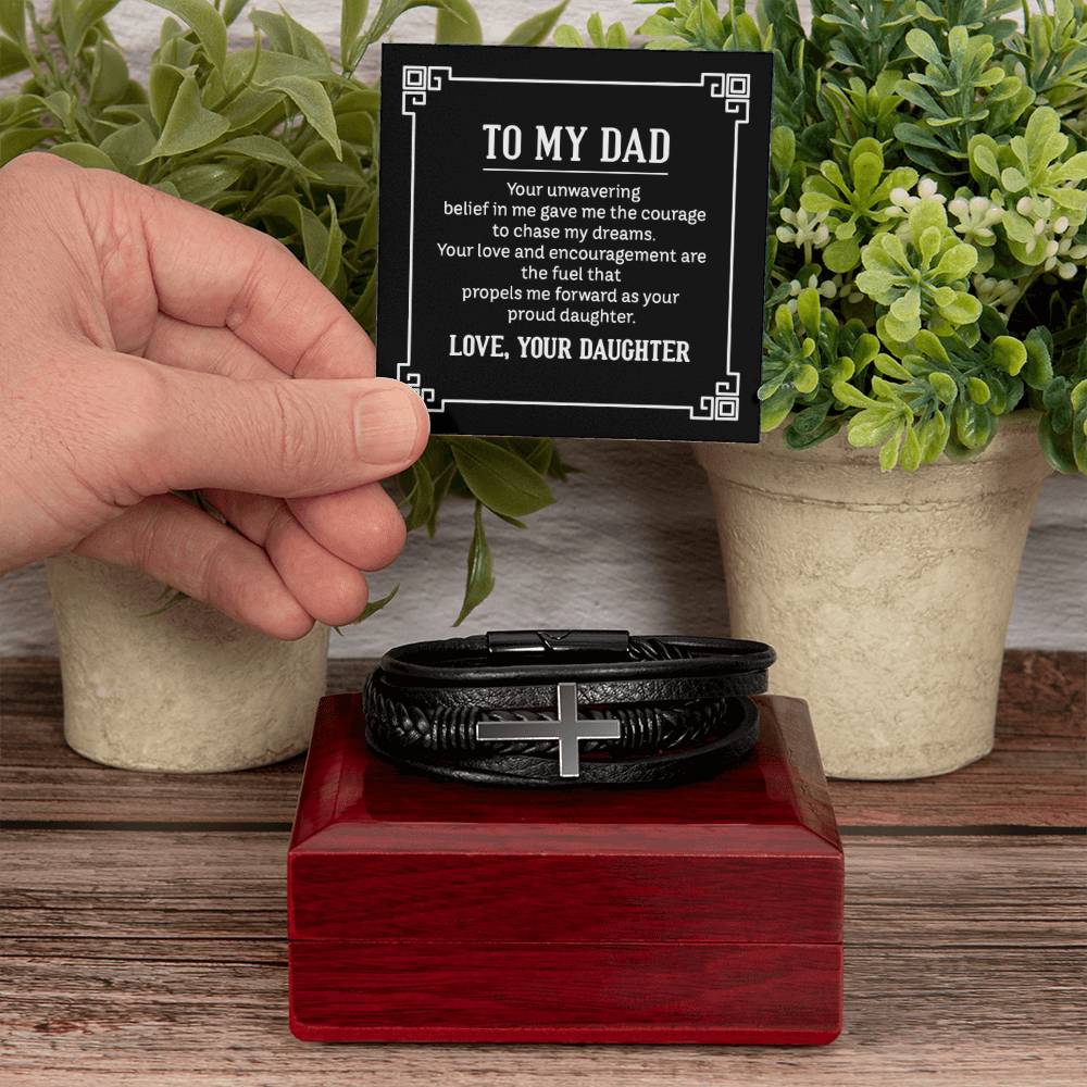To My Dad Bracelet - Gift for Dad from Daughter - Men's Cross Bracelet - Personalize Memories