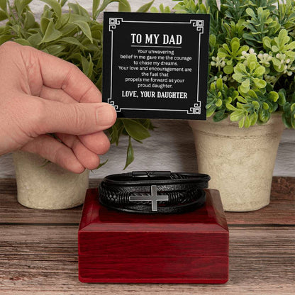 To My Dad Bracelet - Gift for Dad from Daughter - Men's Cross Bracelet - Personalize Memories