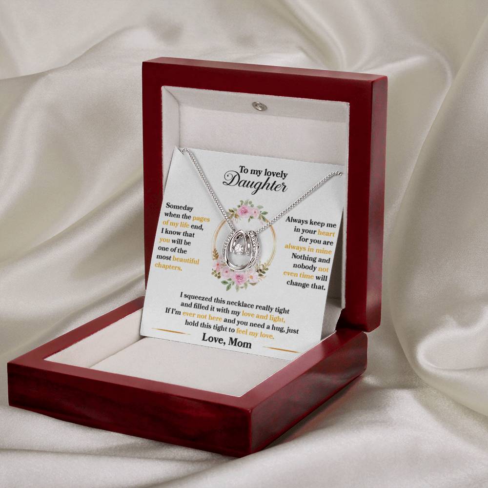 To My Daughter Necklace – Mom to Daughter Present for Graduation – Lucky In Love Necklace - Personalize Memories