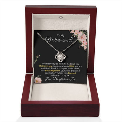 Mother In Law Gift from Daughter In Law - I am blessed to have you in my life - Love Knot Necklace - Personalize Memories