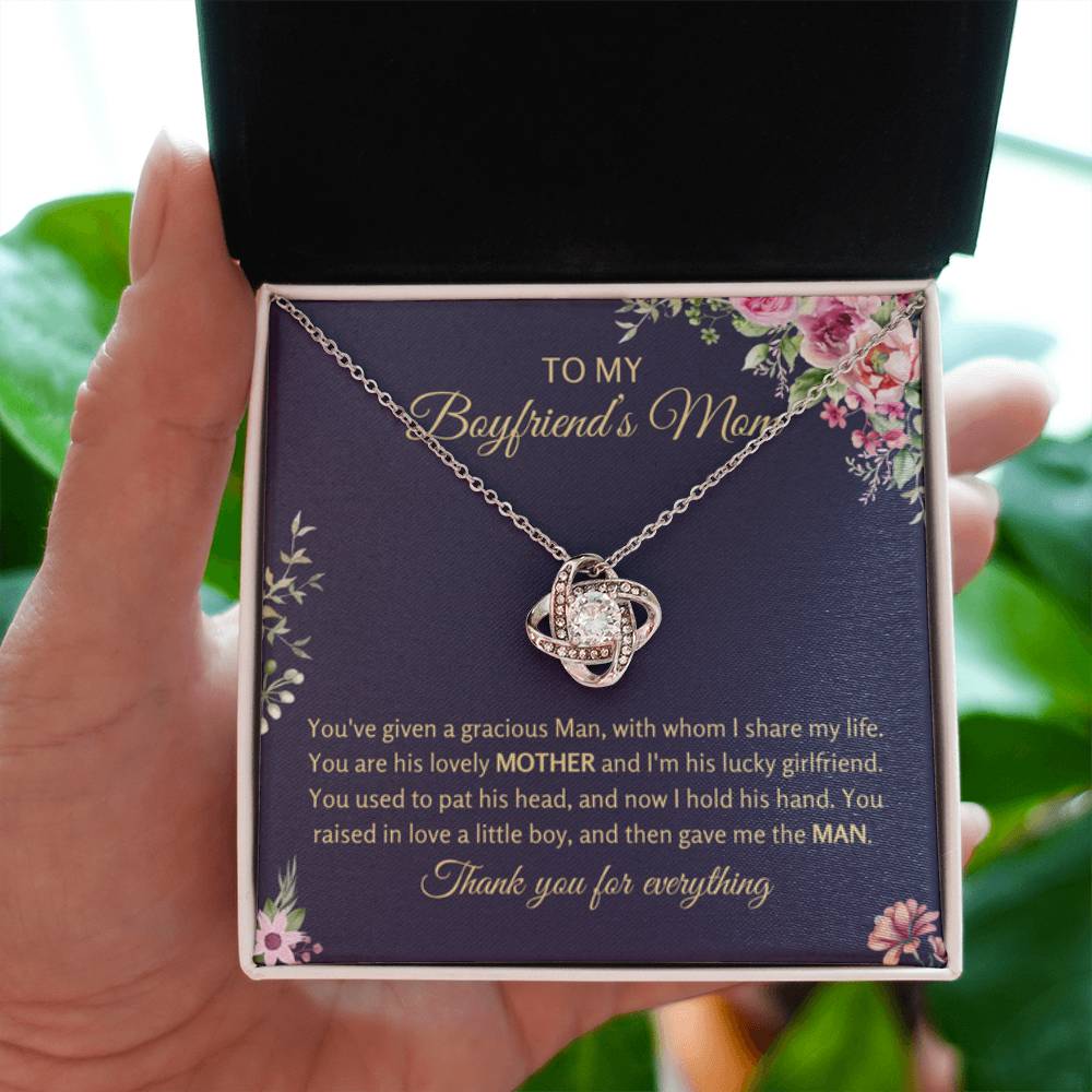 To My Boyfriend's Mom - Thank you for everything - Love Knot Necklace - Present for BF Mom - Personalize Memories