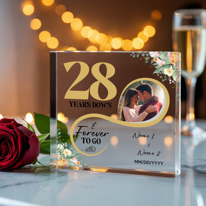 Personalized Acrylic Block, Custom Photo, Happy 28th Wedding Anniversary Gifts, Marriage Gifts, 28 Year Married Gift Wife Husband Present