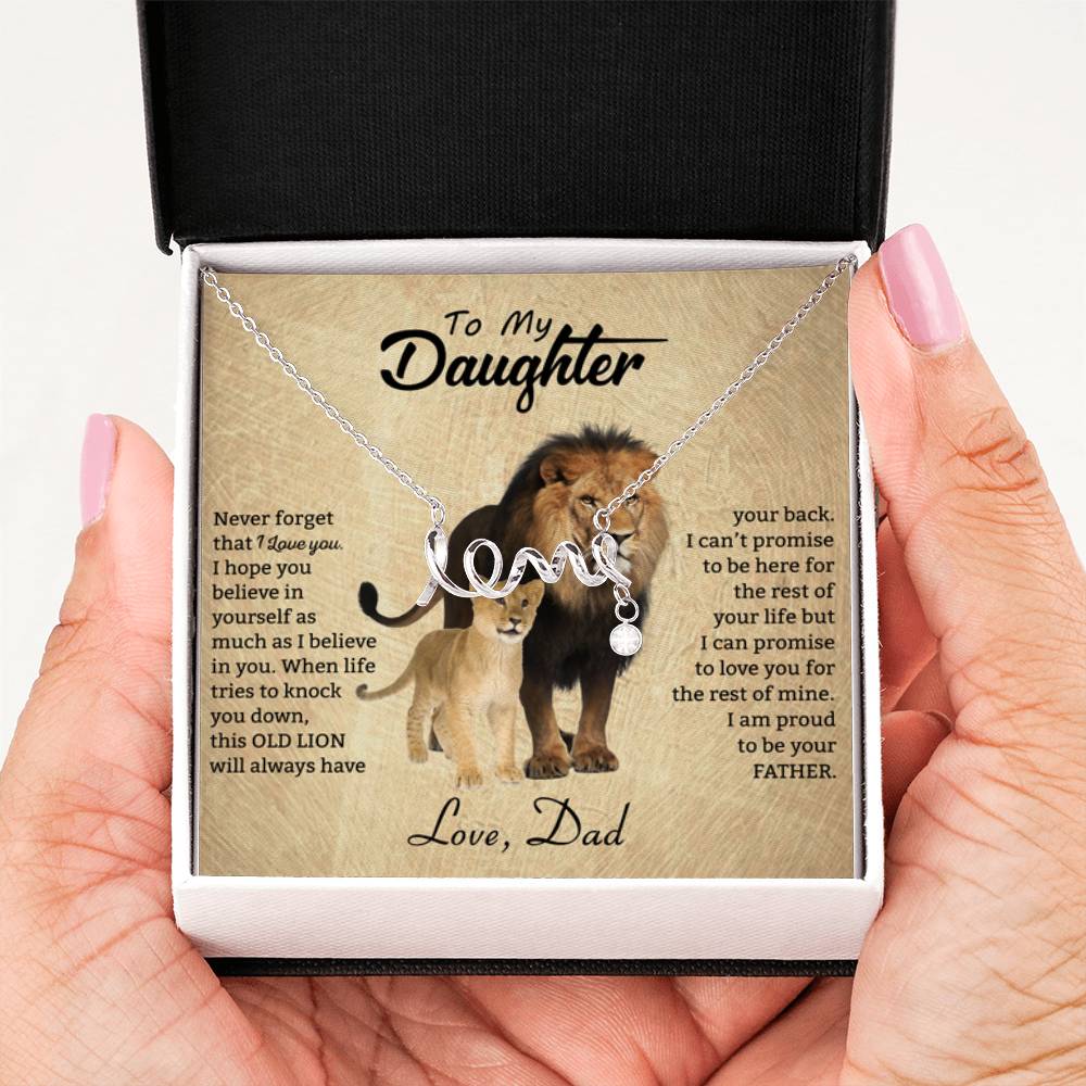 To My Daughter Necklace - Everyday Love Jewelry Gift from Dad for Daughter’s Birthday & Just Because - Scripted Love Necklace - Personalize Memories