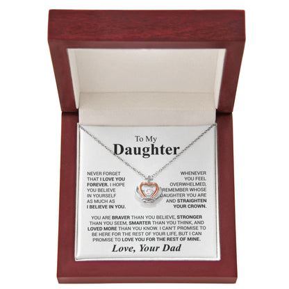 To My Daughter Necklace from Dad - Birthday Gift with Love, Support & Pride - Crown Pendant Necklace - Personalize Memories