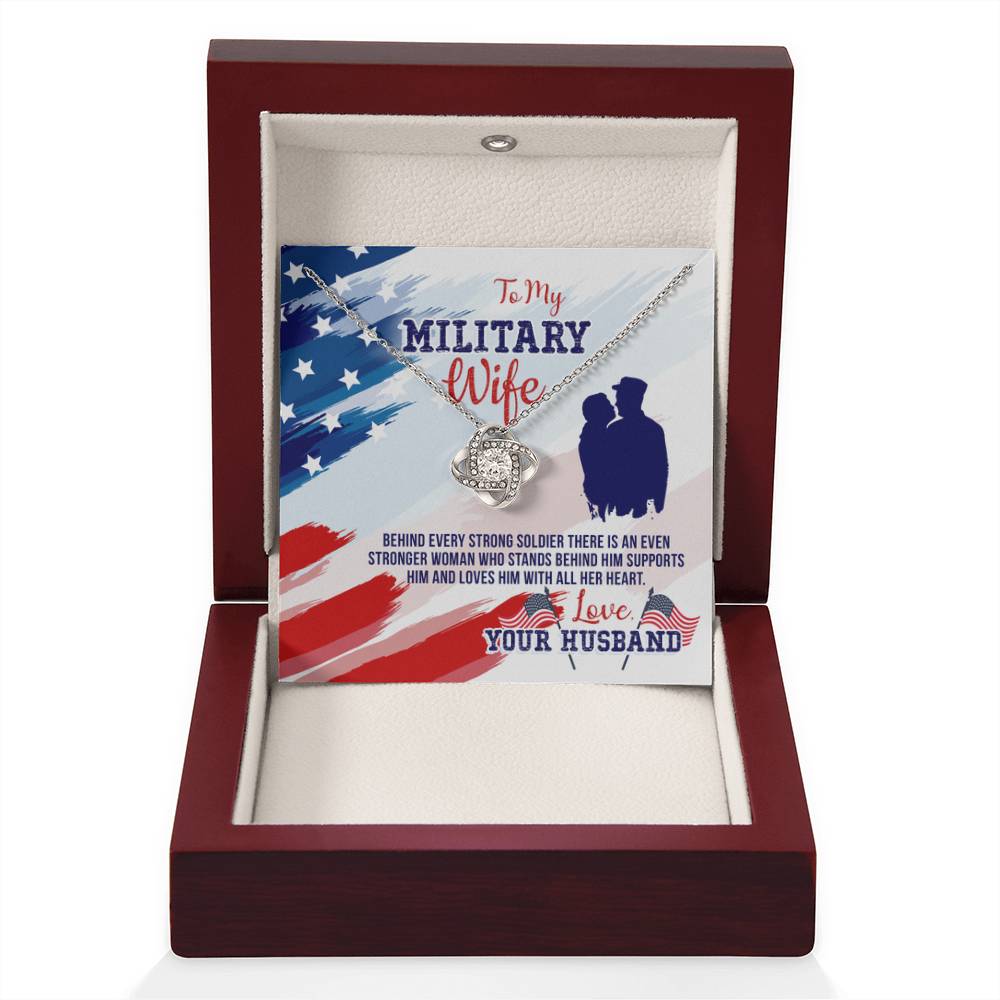 To My Military Wife Gift from Husband - Love Knot Necklace - Personalize Memories