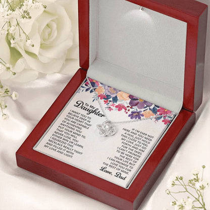 To My Daughter Necklace Gift from Dad for Birthday, Graduation, Christmas & Valentine's Day - Love Knot Necklace - Personalize Memories