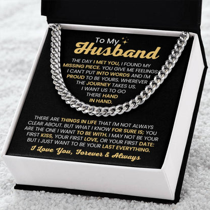 Cuban Link Chain for Husband - The Day I Met You - Birthday, Anniversary & Christmas Gift from Wife - Personalize Memories