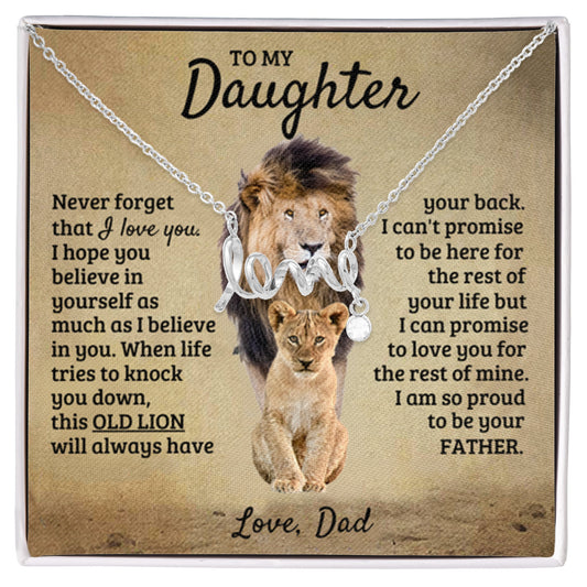 To My Daughter Necklace - Sentimental Birthday Gift from Dad, Meaningful Jewelry for Milestones & Holidays - Scripted Love Necklace - Personalize Memories