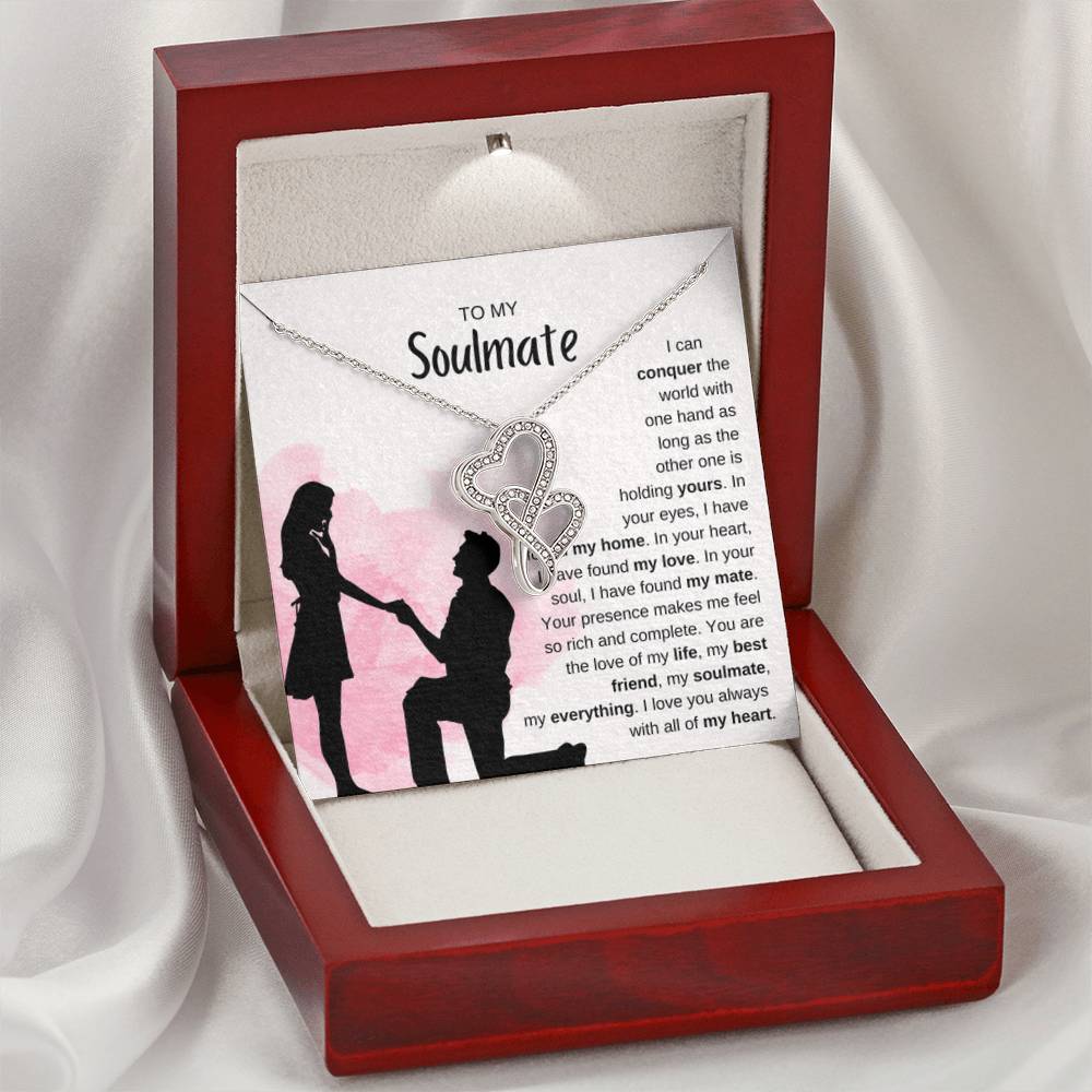 To My Soulmate Necklace - Soulmate Jewelry for Valentine’s Day & Gifts for Her - Heart-to-heart Pendant Necklace - Personalize Memories
