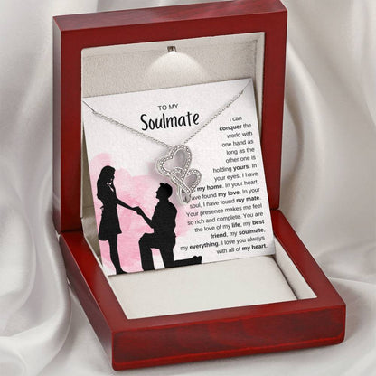 To My Soulmate Necklace - Soulmate Jewelry for Valentine’s Day & Gifts for Her - Heart-to-heart Pendant Necklace - Personalize Memories