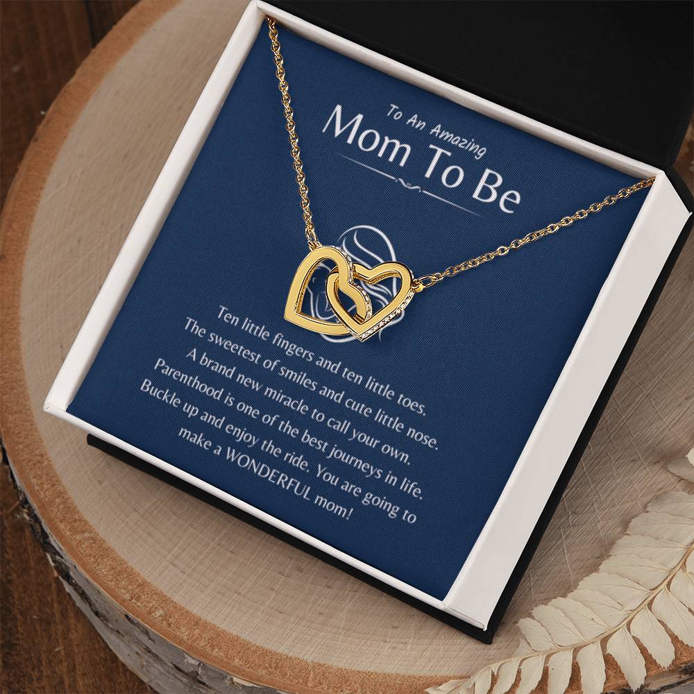 To An Amazing Mama To Be - Ten little fingers and ten little toes - Interlocking Hearts Necklace - New Mom Present - Personalize Memories