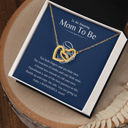To An Amazing Mama To Be - Ten little fingers and ten little toes - Interlocking Hearts Necklace - New Mom Present - Personalize Memories