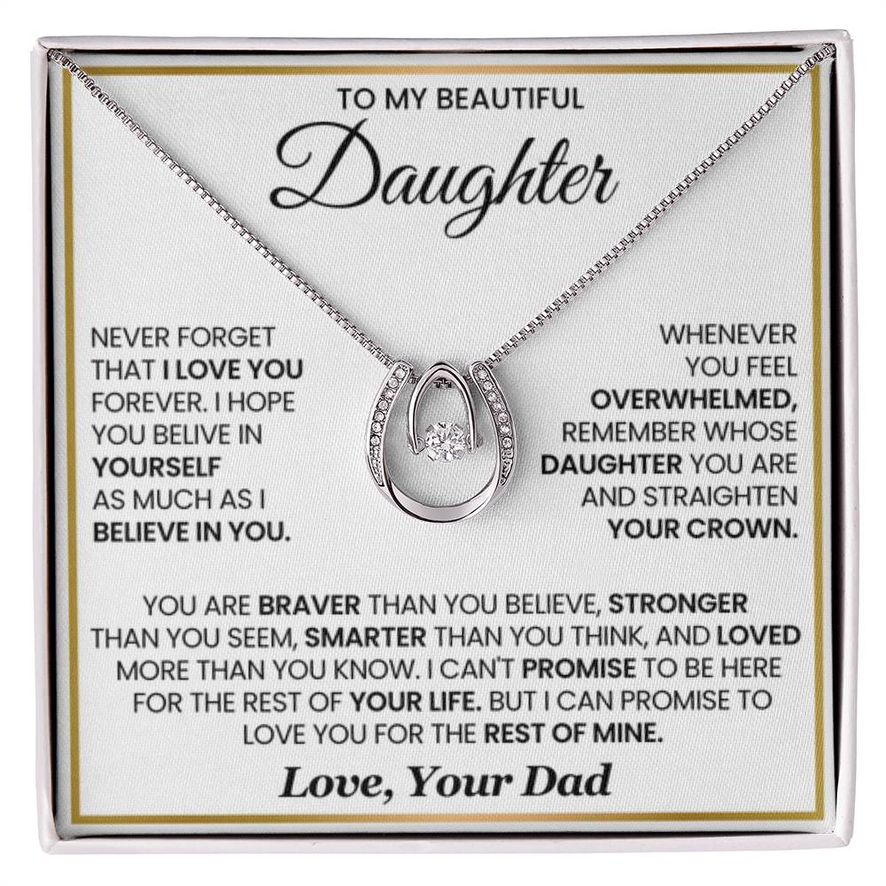 To My Daughter Necklace - Heartwarming Gift from Dad for Daughter’s Birthday & Meaningful Achievements - Lucky In Love Necklace - Personalize Memories
