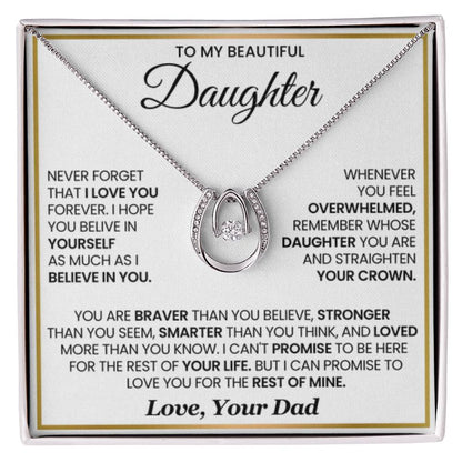 To My Daughter Necklace - Heartwarming Gift from Dad for Daughter’s Birthday & Meaningful Achievements - Lucky In Love Necklace - Personalize Memories
