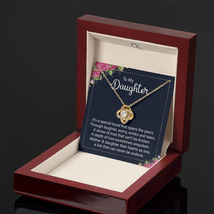 To My Daughter Necklace – Birthday, Graduation Keepsake for Daughter – Love Knot Necklace - Personalize Memories