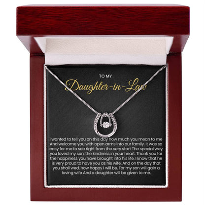 To My Daughter In Law - Gift for Daughter in Law - Lucky In Love Necklace - Personalize Memories