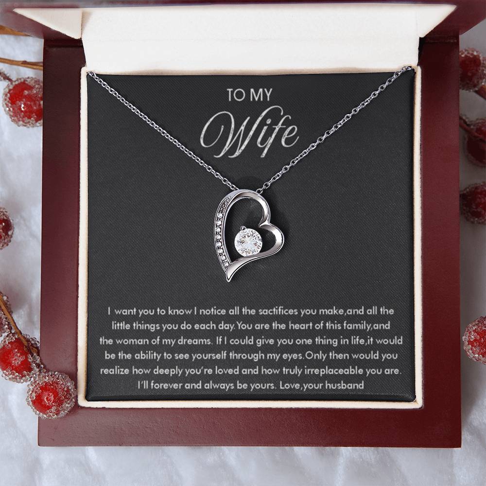 To My Wife Necklace - Romantic Everyday Jewelry Gift from Husband for Birthday, Valentine’s Day & Just Because - Forever Love Necklace - Personalize Memories