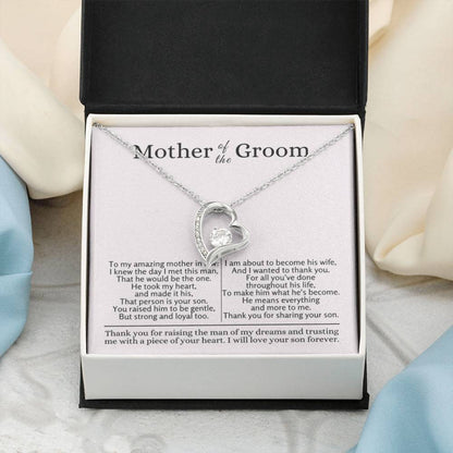 Mother of the Groom - Present for Mother in Law - Thank you for raising the man of my dreams - Forever Love Necklace - Personalize Memories