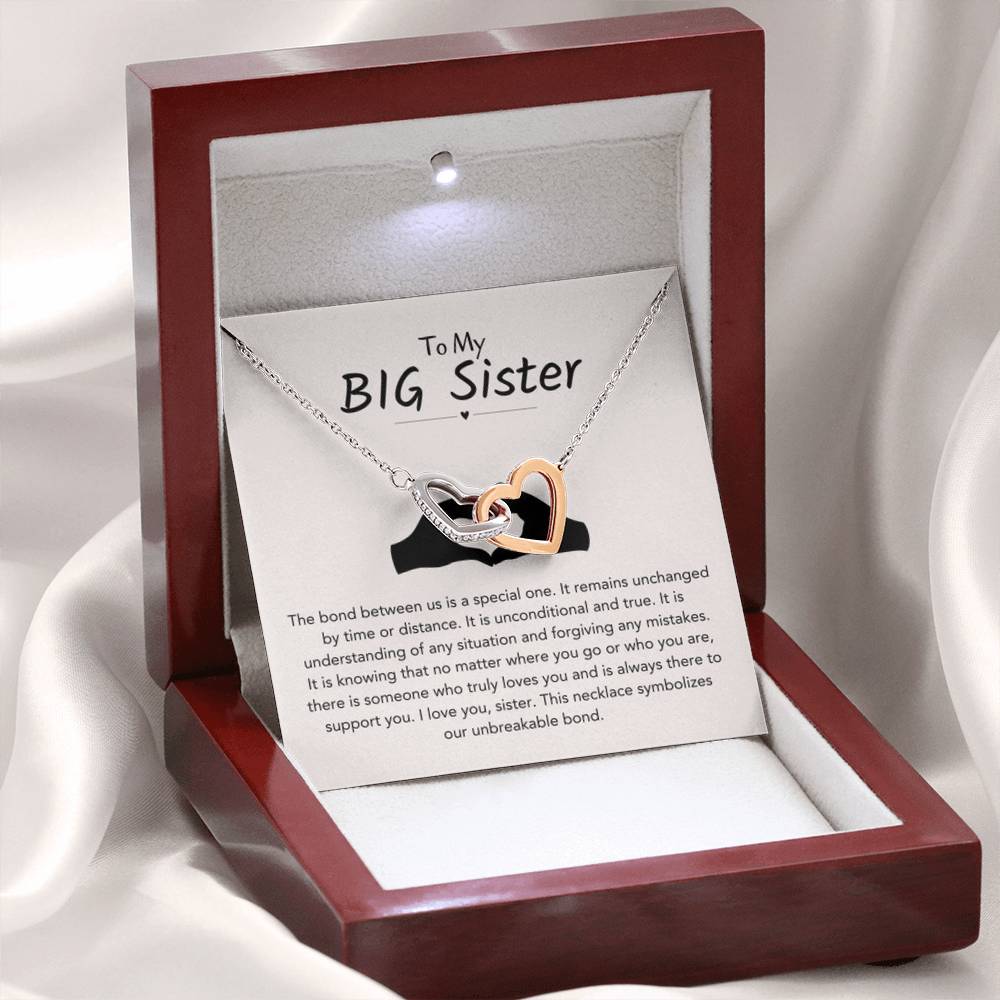 Big Sister Gift - Interlocking Hearts Necklace - Personalize Memories