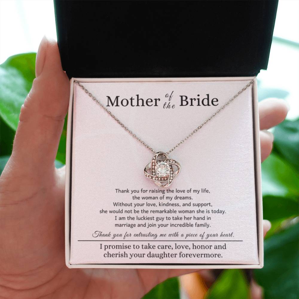 Mother of the Bride Gift from Son In Law - Love Knot Necklace - Personalize Memories