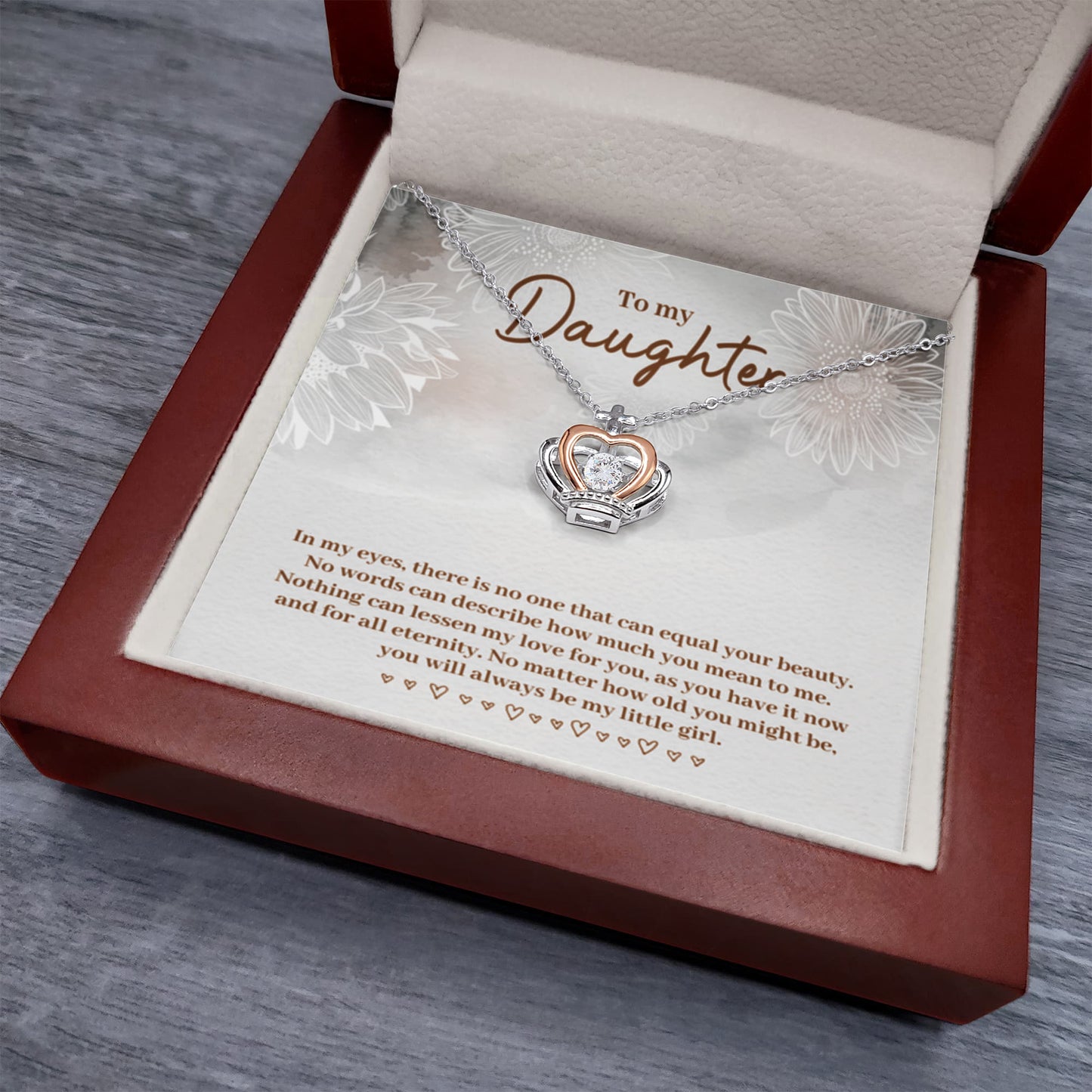 To My Daughter Necklace – Daughter Necklace for Graduation & Birthday Events – Crown Pendant Necklace - Personalize Memories