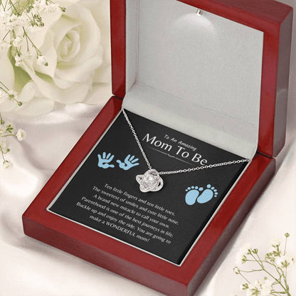 To An Amazing Mama To Be - A brand new miracle to call your own - Love Knot Necklace - Unique Gift for New Mom - Personalize Memories