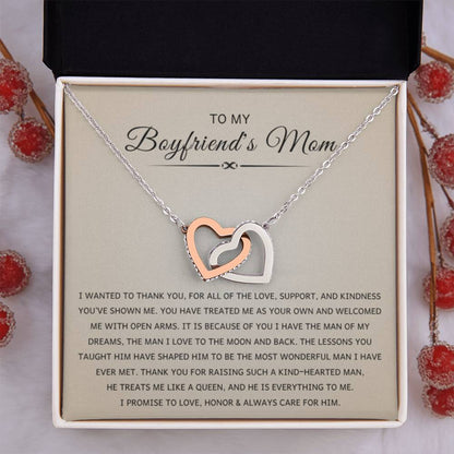 To My Boyfriend's Mom - I wanted to thank you - Interlocking Hearts Necklace - Best Gift for Bf mother - Personalize Memories